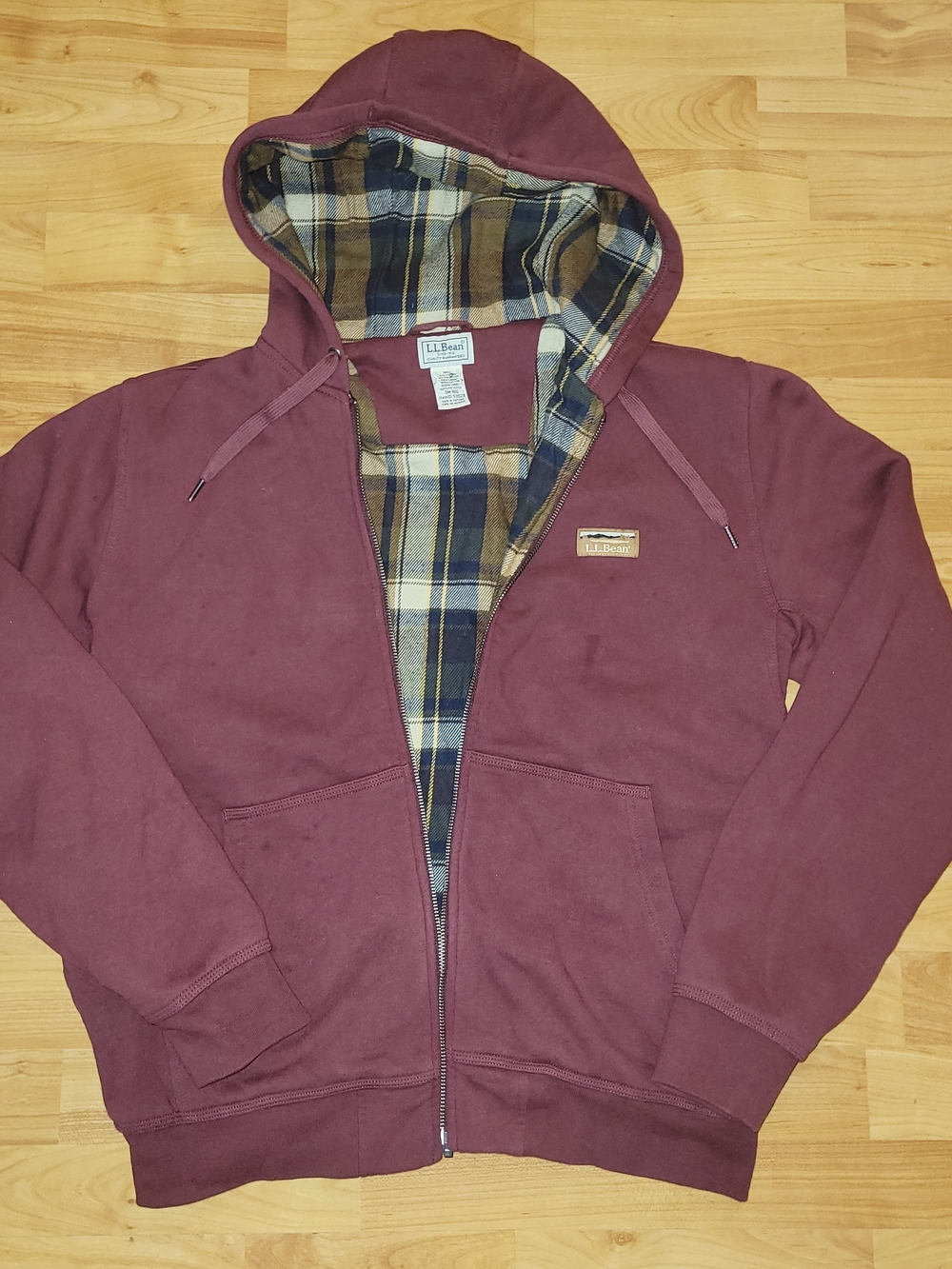 L.L. Bean Men's Katahdin Iron Works Hooded Sweatshirt Burgundy, Size Small/Med